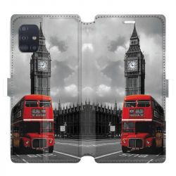 Housse cuir portefeuille pour Samsung Galaxy A51 Angleterre London Bus