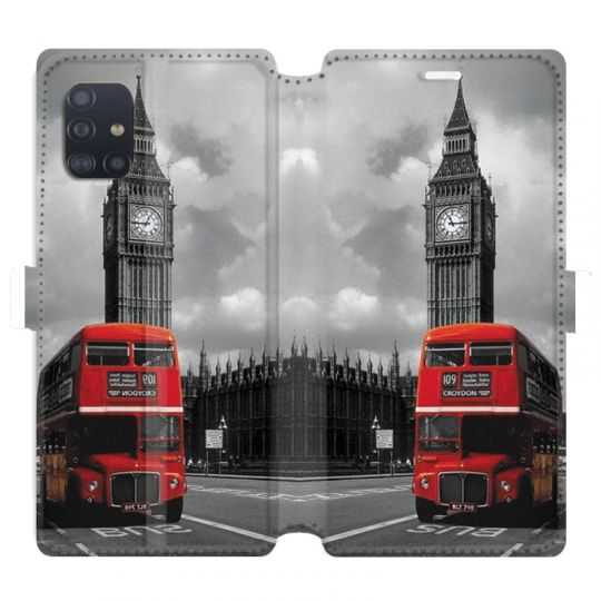 Housse cuir portefeuille pour Samsung Galaxy A51 Angleterre London Bus