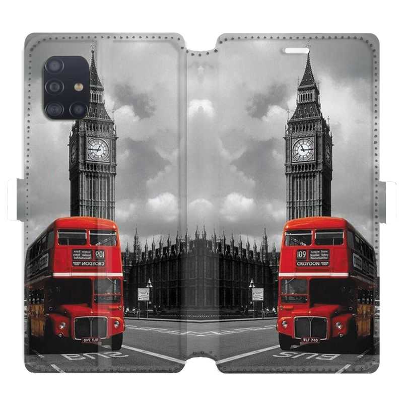 Housse cuir portefeuille pour Samsung Galaxy A51 Angleterre London Bus