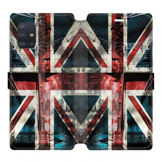 Housse cuir portefeuille pour Samsung Galaxy A51 Angleterre UK Jean's