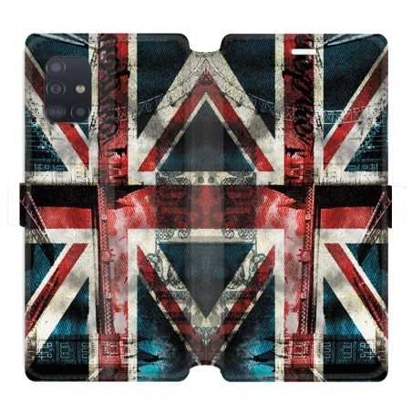 Housse cuir portefeuille pour Samsung Galaxy A51 Angleterre UK Jean's