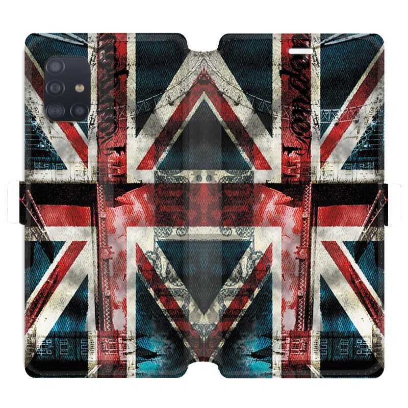 Housse cuir portefeuille pour Samsung Galaxy A51 Angleterre UK Jean's