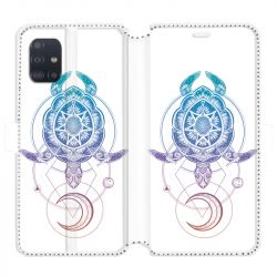 Housse cuir portefeuille pour Samsung Galaxy A51 Animaux Maori tortue color