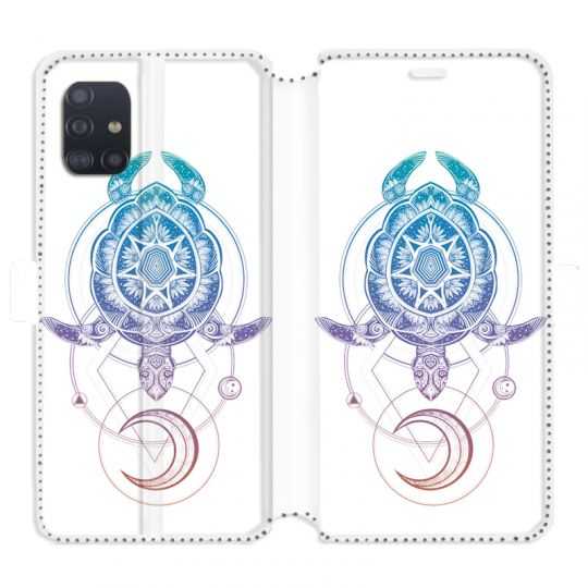 Housse cuir portefeuille pour Samsung Galaxy A51 Animaux Maori tortue color