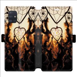 Housse cuir portefeuille pour Samsung Galaxy A51 attrape reve Noir