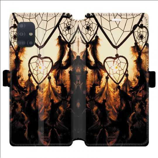 Housse cuir portefeuille pour Samsung Galaxy A51 attrape reve Noir