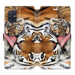 Housse cuir portefeuille pour Samsung Galaxy A51 bebe tigre