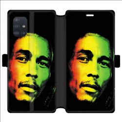 Housse cuir portefeuille pour Samsung Galaxy A51 Bob Marley 2