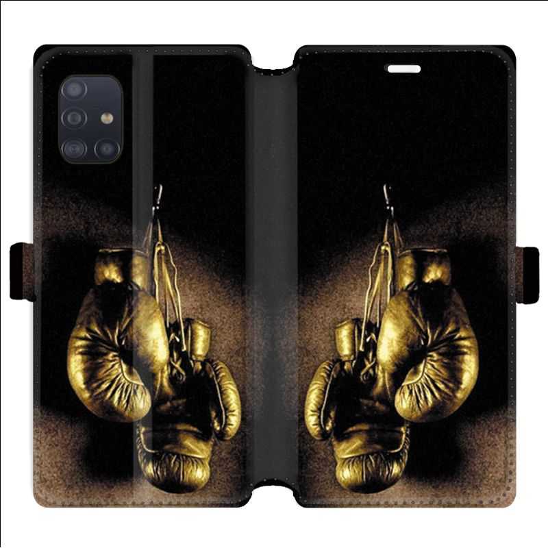 Housse cuir portefeuille pour Samsung Galaxy A51 Boxe gant vintage