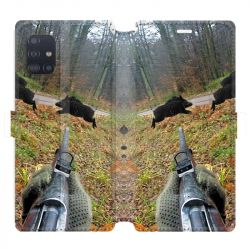 Housse cuir portefeuille pour Samsung Galaxy A51 chasse Vision Tir