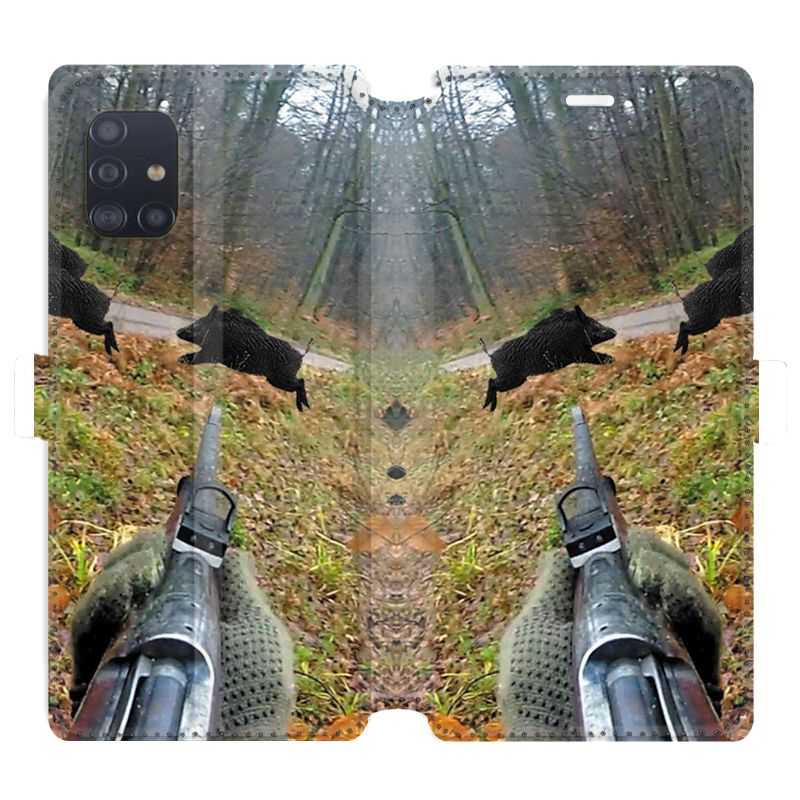 Housse cuir portefeuille pour Samsung Galaxy A51 chasse Vision Tir