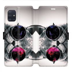 Housse cuir portefeuille pour Samsung Galaxy A51 Chat Fashion