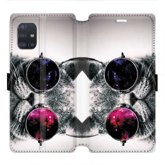 Housse cuir portefeuille pour Samsung Galaxy A51 Chat Fashion