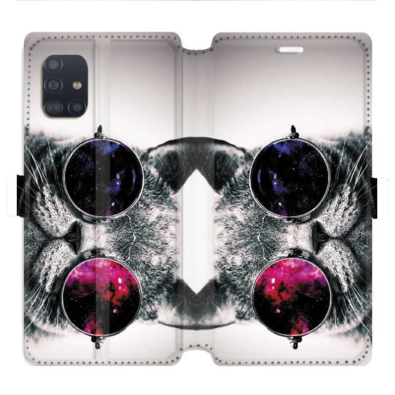 Housse cuir portefeuille pour Samsung Galaxy A51 Chat Fashion