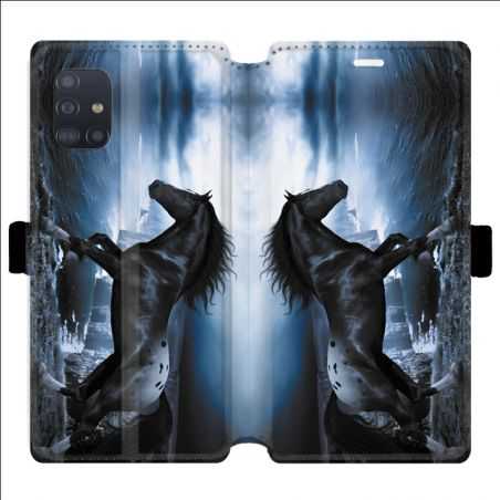 Housse cuir portefeuille pour Samsung Galaxy A51 Cheval