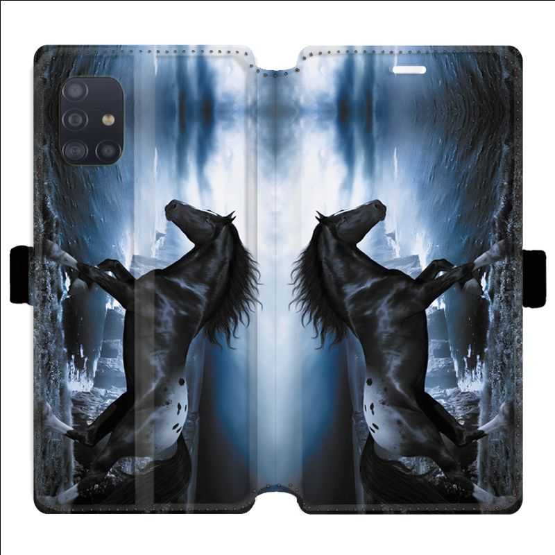 Housse cuir portefeuille pour Samsung Galaxy A51 Cheval