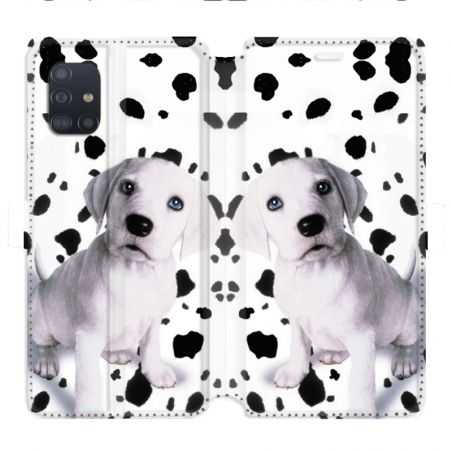 Housse cuir portefeuille pour Samsung Galaxy A51 Chien dalmatien