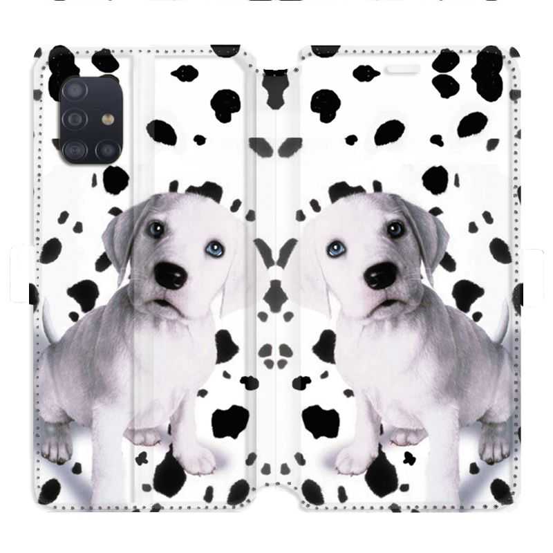 Housse cuir portefeuille pour Samsung Galaxy A51 Chien dalmatien