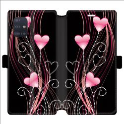 Housse cuir portefeuille pour Samsung Galaxy A51 Coeur rose Montant