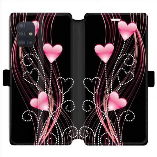 Housse cuir portefeuille pour Samsung Galaxy A51 Coeur rose Montant