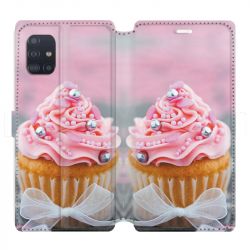Housse cuir portefeuille pour Samsung Galaxy A51 Cupcake