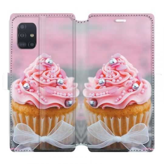 Housse cuir portefeuille pour Samsung Galaxy A51 Cupcake
