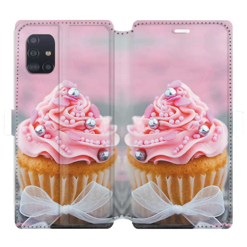 Housse cuir portefeuille pour Samsung Galaxy A51 Cupcake