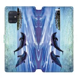 Housse cuir portefeuille pour Samsung Galaxy A51 Dauphin ile