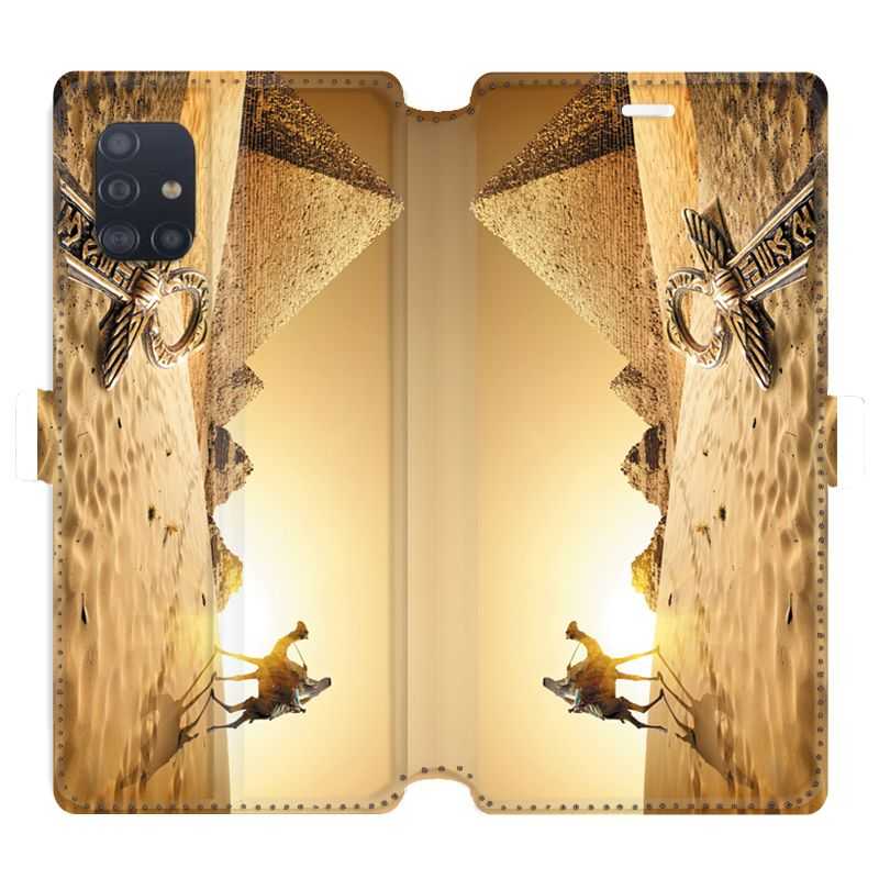 Housse cuir portefeuille pour Samsung Galaxy A51 Egypte Chameau