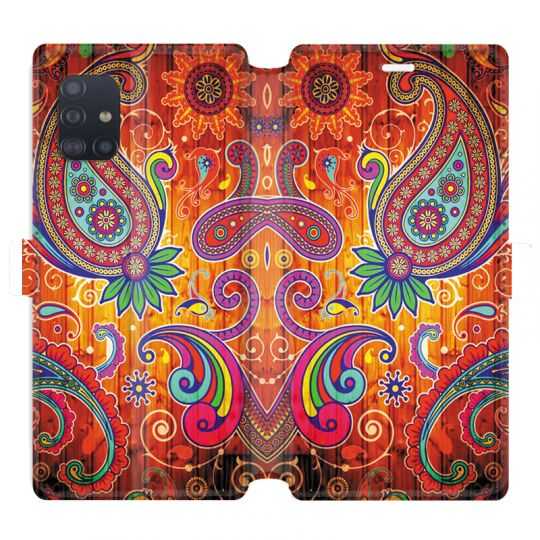 Housse cuir portefeuille pour Samsung Galaxy A51 fleur psychedelic