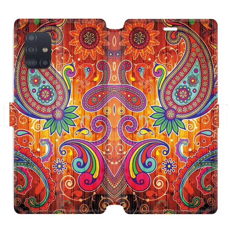 Housse cuir portefeuille pour Samsung Galaxy A51 fleur psychedelic