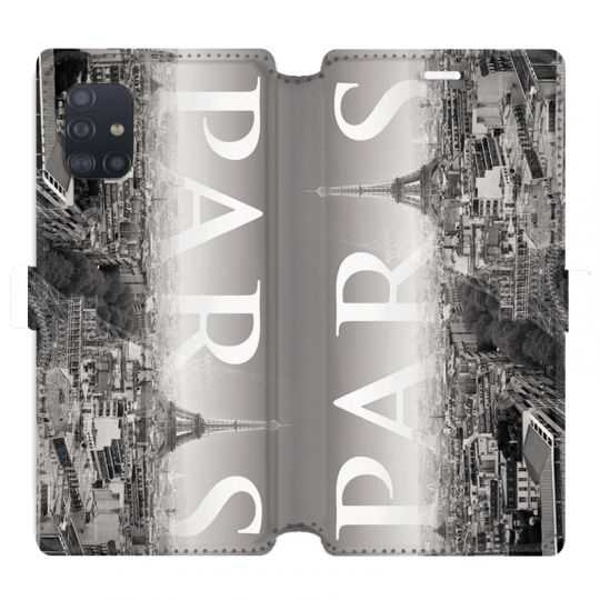 Housse cuir portefeuille pour Samsung Galaxy A51 France Paris Vintage