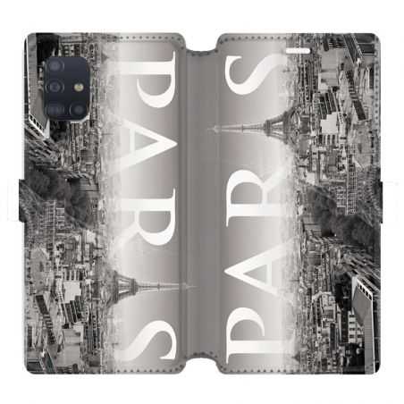 Housse cuir portefeuille pour Samsung Galaxy A51 France Paris Vintage