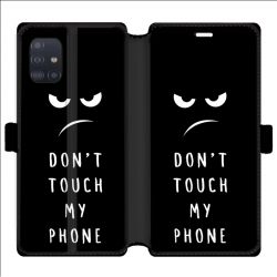 Housse cuir portefeuille pour Samsung Galaxy A51 Humour don't touch