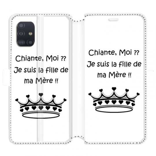 Housse cuir portefeuille pour Samsung Galaxy A51 Humour Moi chiante
