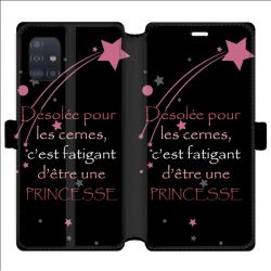 Housse cuir portefeuille pour Samsung Galaxy A51 Humour princesse
