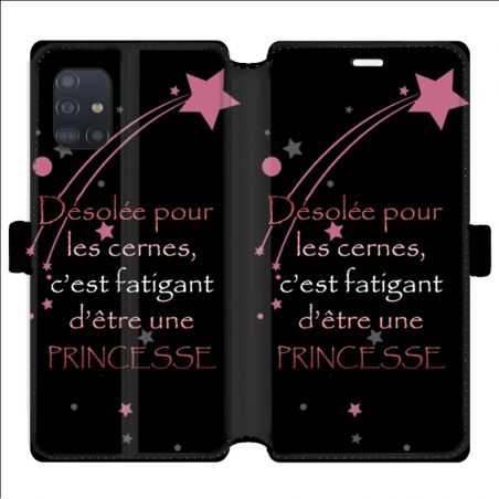 Housse cuir portefeuille pour Samsung Galaxy A51 Humour princesse