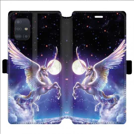 Housse cuir portefeuille pour Samsung Galaxy A51 Licorne Céleste