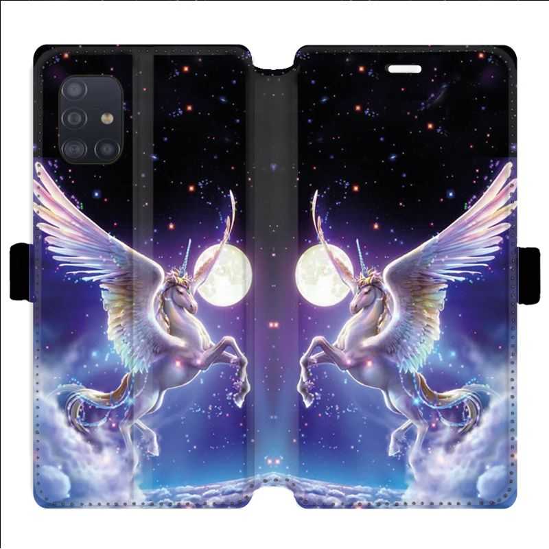 Housse cuir portefeuille pour Samsung Galaxy A51 Licorne Céleste