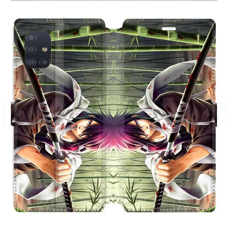 Housse cuir portefeuille pour Samsung Galaxy A51 Manga bambou