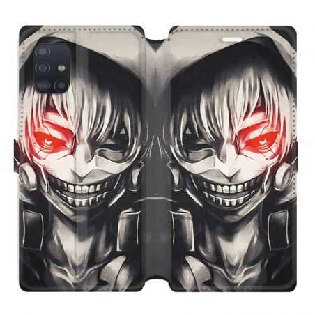 Housse cuir portefeuille pour Samsung Galaxy A51 Manga kaneki