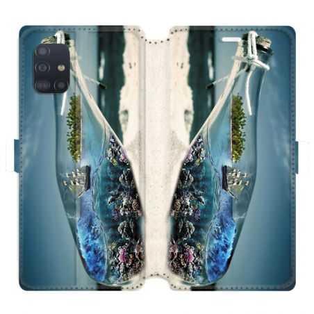 Housse cuir portefeuille pour Samsung Galaxy A51 Mer Bouteille