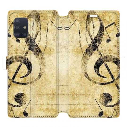 Housse cuir portefeuille pour Samsung Galaxy A51 Musique clé sol vintage