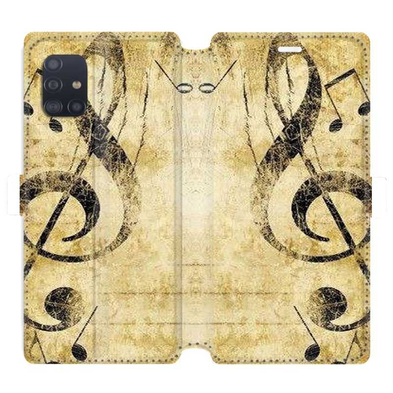 Housse cuir portefeuille pour Samsung Galaxy A51 Musique clé sol vintage