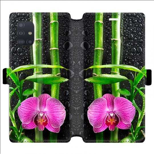 Housse cuir portefeuille pour Samsung Galaxy A51 orchidee bambou