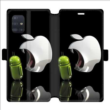 Housse cuir portefeuille pour Samsung Galaxy A51 Pomme dent
