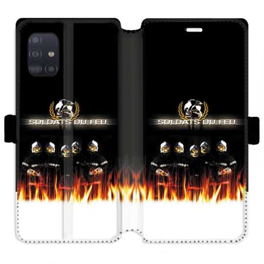 Housse cuir portefeuille pour Samsung Galaxy A51 pompier soldat