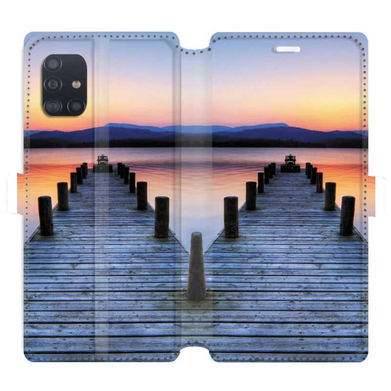 Housse cuir portefeuille pour Samsung Galaxy A51 Ponton