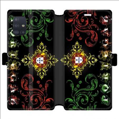 Housse cuir portefeuille pour Samsung Galaxy A51 Portugal Arabesque