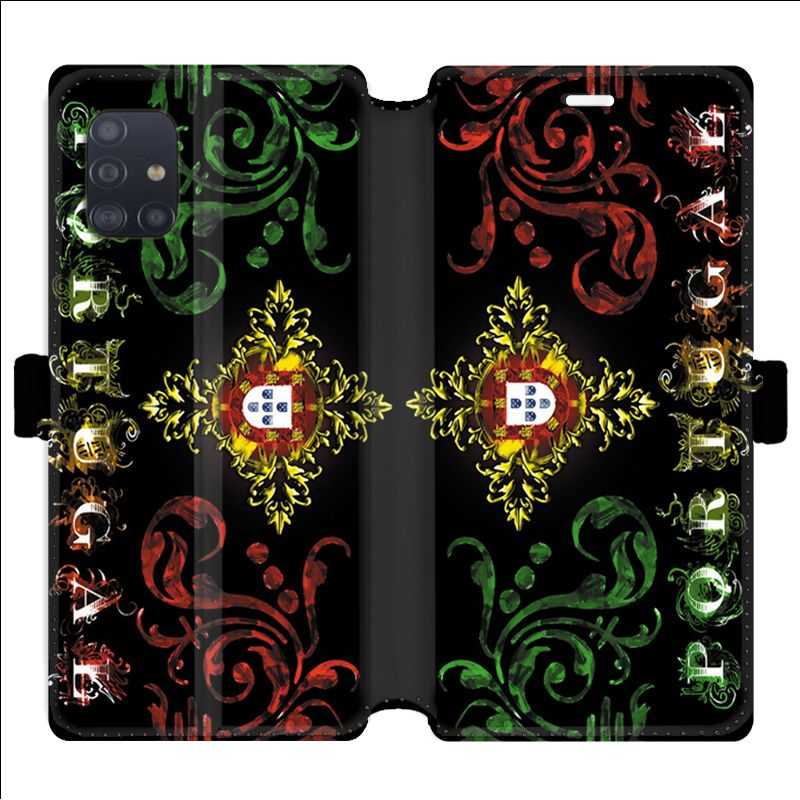 Housse cuir portefeuille pour Samsung Galaxy A51 Portugal Arabesque